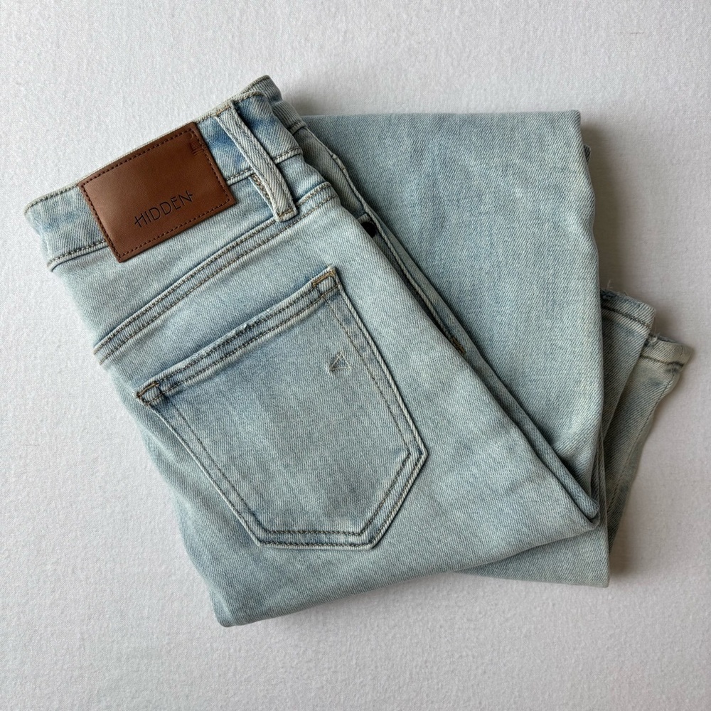 New Hidden Jeans Womens Size 25 Light Blue Denim Distressed Stretch Straight Leg